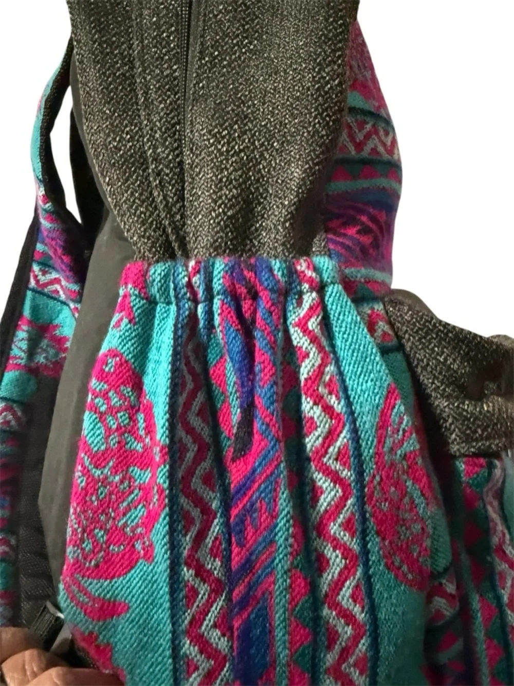Southwestern Woven Mini Backpack Turquoise Pink Black Festival Bag